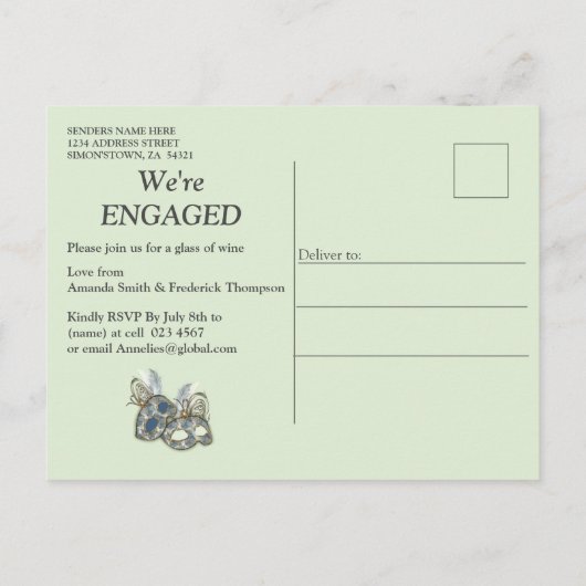 Rococo Rich Romantic Gold Reliefs en maskers Uitnodiging Briefkaart (Achterkant)