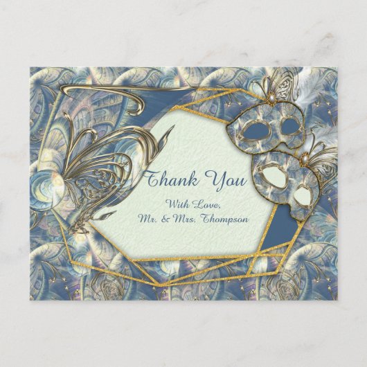 Rococo Rijk Romantisch Goud Reliëfs & Maskers Briefkaart (Voorkant)