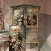 Rococo Roos Romance Portret & Bloemen Tissuepapier