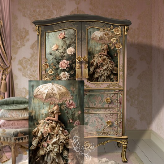 Rococo Roos Romance Portret & Bloemen Tissuepapier
