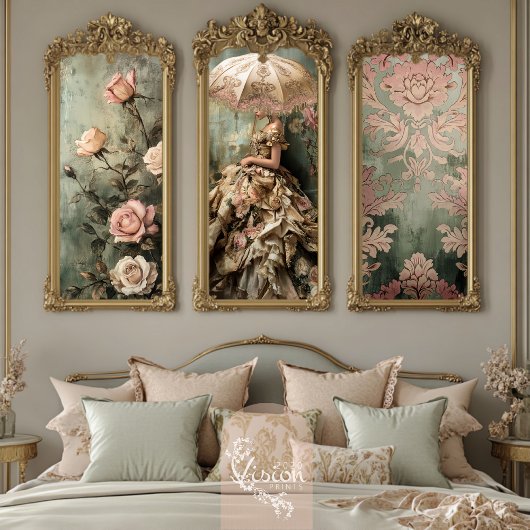 Rococo Roos Romance Portret & Bloemen Tissuepapier