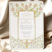 Rococo Roze Bud Floral Nouveau Huwelijk Kaart