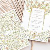 Rococo Roze Bud Floral Nouveau Huwelijk Kaart