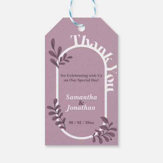 Rococo Roze Eenvoudige bruiloft Cadeaulabel (Achterkant)