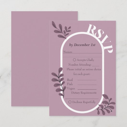 Rococo Roze Eenvoudige Bruiloft RSVP Kaart (Voorkant / Achterkant)