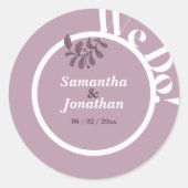 Rococo Roze Eenvoudige Huwelijksenvelop Seal Ronde Sticker (Voorkant)