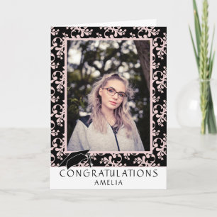 Rococo Roze Felicitaties Afstudeerfoto Kaart
