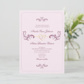 Rococo Roze Vintage Trouw Kaart (Staand voorkant)