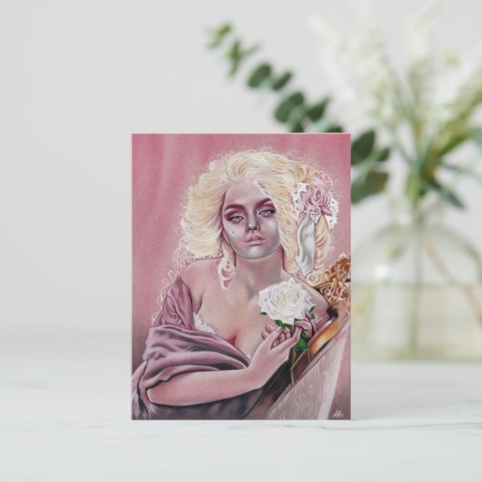 Rococo Rozen Mooi meisje briefkaart (Staand voorkant)