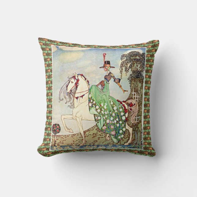 Rococo sprookje prinses horseback kussen (Voorkant)