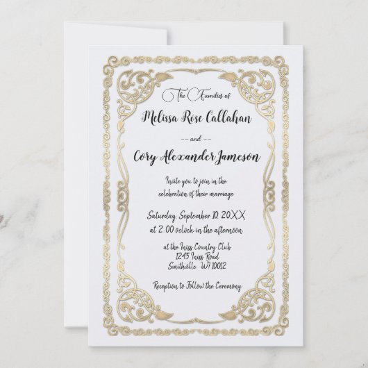 Rococo stijl Franse  huwelijksuitnodiging Kaart (Voorkant)