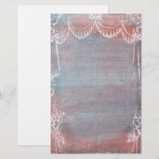 Rococo Style French Blue & Pink Briefpapier (Voorkant / Achterkant)