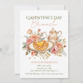 Rococo Tea Heart Waffle Galentine Brunch Florals Kaart (Voorkant)