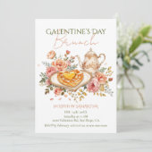 Rococo Tea Heart Waffle Galentine Brunch Florals Kaart (Staand voorkant)