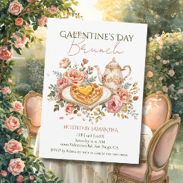 Rococo Theehartwafel Galentine Brunchen Bloemen Kaart