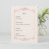 Rococo Thema Elegante Blush Bruiloft Menu (Staand voorkant)