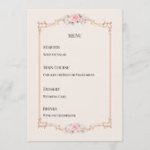 Rococo Thema Elegante Blush Bruiloft Menu (Voorkant)