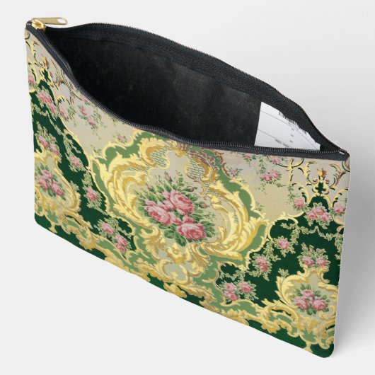 Rococo Tijd Periode Roze Rozen Goud Framing Bruilo Etui (Open)