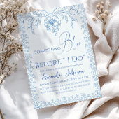 Rococo Toile de Jouy Blauwe Bloemige Bruidsfeest Kaart