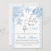 Rococo Toile Something Blue Floral Vrijgezellenfee Kaart (Voorkant)