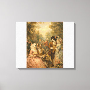 Rococo Tuin Katten Vergaderen Canvasprint Canvas Afdruk
