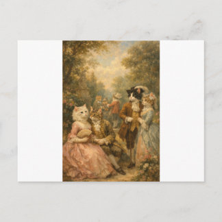 Rococo Tuin Katten Vergadering Ansichtkaart Briefkaart