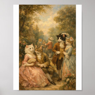 Rococo Tuin Katten Vergadering Poster