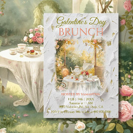 Rococo Tuinraam Galentine Brunch Zachte Bloemmotie Kaart