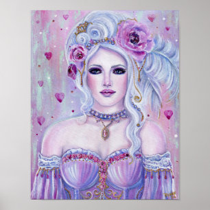 Rococo valentijn fantasy art van Renee Lavoie Poster