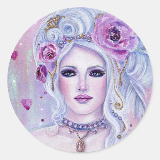 Rococo valentijn fantasy art van Renee Lavoie Ronde Sticker (Voorkant)