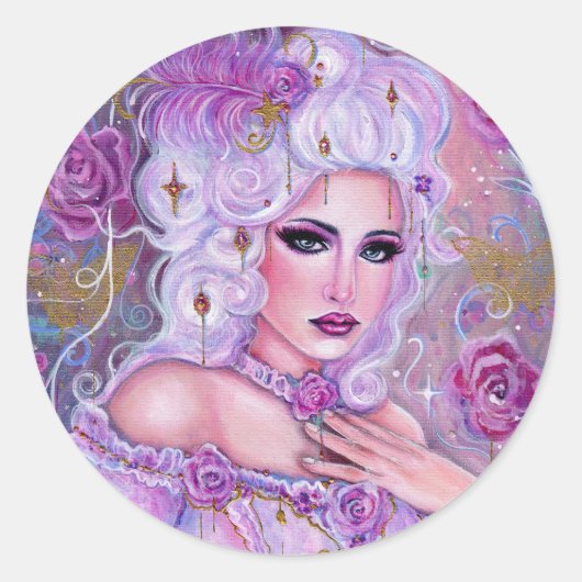 Rococo valentine fantasy art by Renee Lavoie Ronde Sticker (Voorkant)