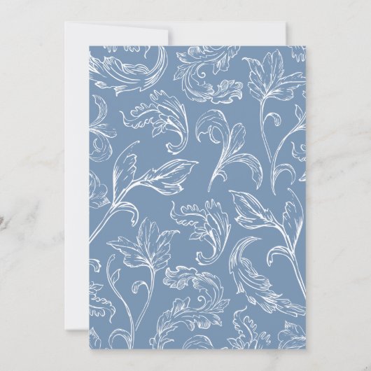 Rococo Vintage Stofblauw Save The Date (Achterkant)
