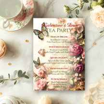 Rococo Vlinder Tuin Galentine Theepartij Menu
