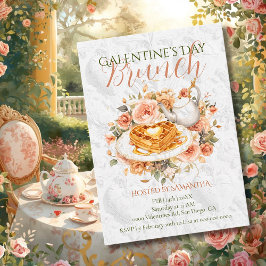 Rococo Wafel Thee Galentine Brunch Bloemrijke Eleg Kaart
