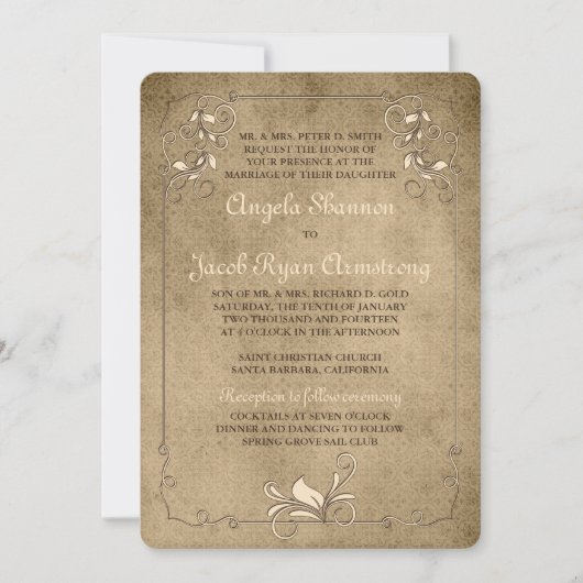  Rococo Wallpaper Floral Wedding Invitation Kaart (Voorkant)