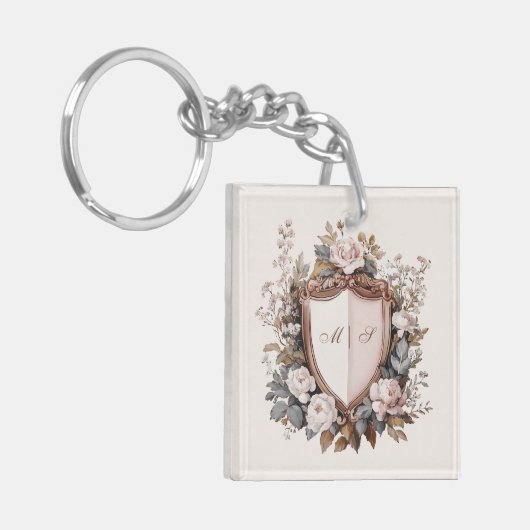  Rococo Wedding Crest Initialen Sleutelhanger (Voorkant Links)