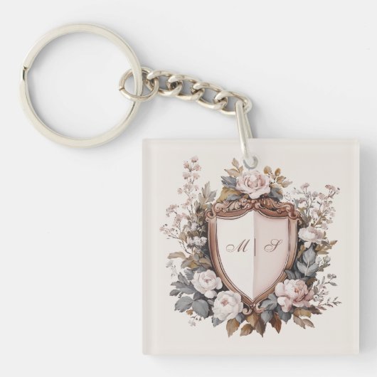  Rococo Wedding Crest Initialen Sleutelhanger (Voorkant)