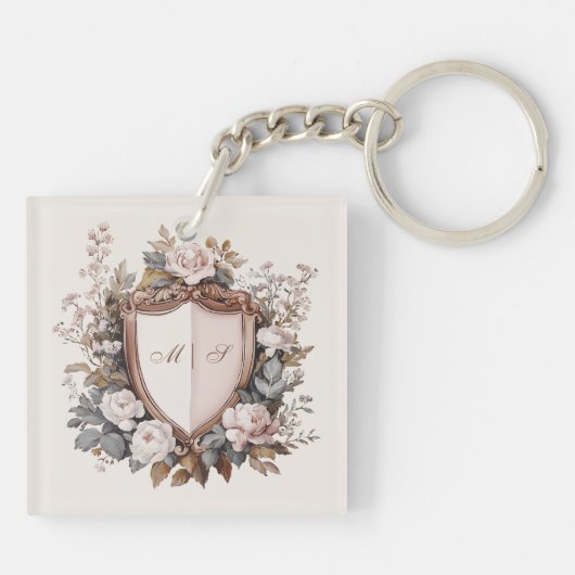  Rococo Wedding Crest Initialen Sleutelhanger (Achterkant)