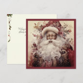 Rococo Zwart Santa Wit Baard Bloemenaccent Feestdagenkaart (Voorkant / Achterkant)