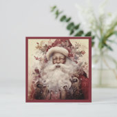 Rococo Zwart Santa Wit Baard Bloemenaccent Feestdagenkaart (Staand voorkant)