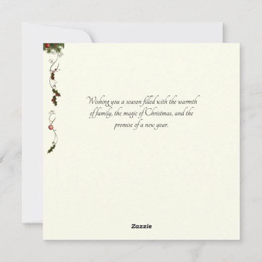 Rococo Zwart Santa Wit Baard Bloemenaccent Feestdagenkaart (Achterkant)