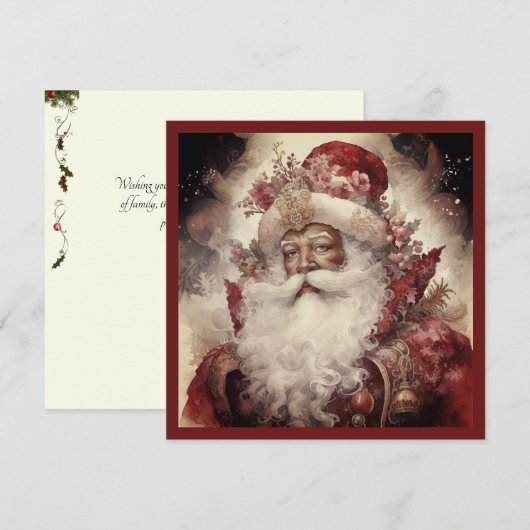 Rococo Zwart Santa Wit Baard Sterrenhemel Feestdagenkaart (Voorkant / Achterkant)