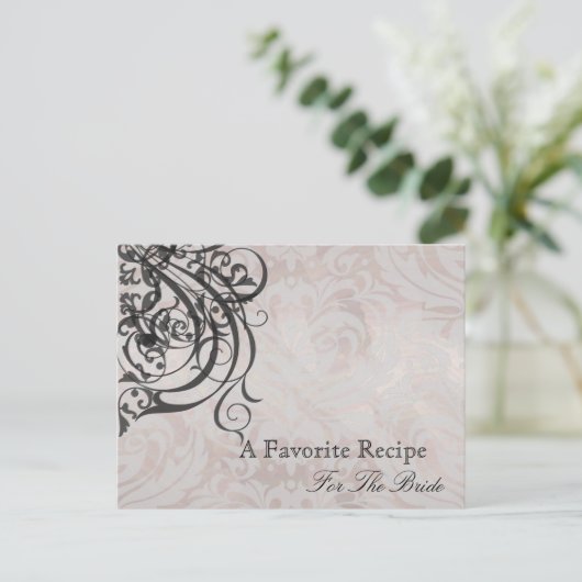  Rococo Zwart Vrijgezellenfeest Recept Kaart (Staand voorkant)