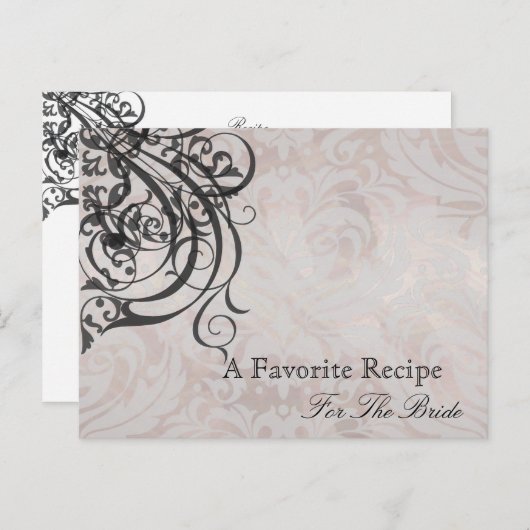  Rococo Zwart Vrijgezellenfeest Recept Kaart (Voorkant / Achterkant)