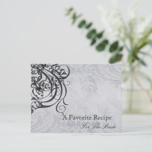  Rococo Zwart Vrijgezellenfeest Recept Kaart (Staand voorkant)