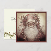 Rococo Zwarte Kerstman Roze Bloemen Kerstmuts Feestdagenkaart (Voorkant / Achterkant)