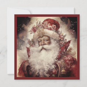 Rococo Zwarte Kerstman Witte Baard Sterrenhemel Feestdagenkaart