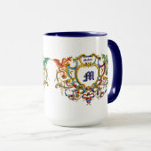 Rocococo Cartouche Naam & Monogram van Draken Mok (Voorkant rechts)