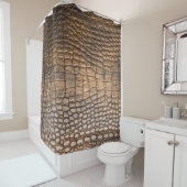 ?Rocodilleder. Achtergrond bruin leder en de bruin Douchegordijn (In situ)