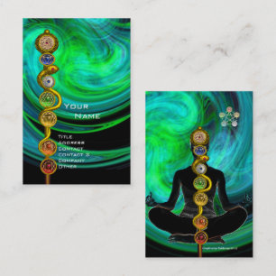 ROD ASCLEPIUS,7 CHAKRAS YOGA LOTUS POSE blauw groe Visitekaartje